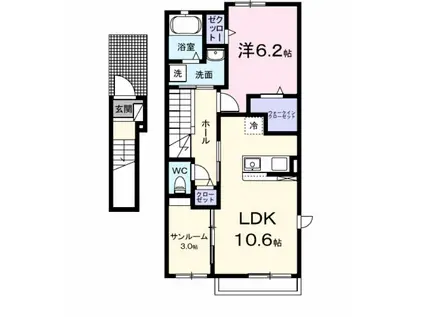 ソル・レヴァンテ I(1LDK/2階)の間取り写真