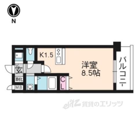 プレサンス京都烏丸NEXT(1K/3階)の間取り写真