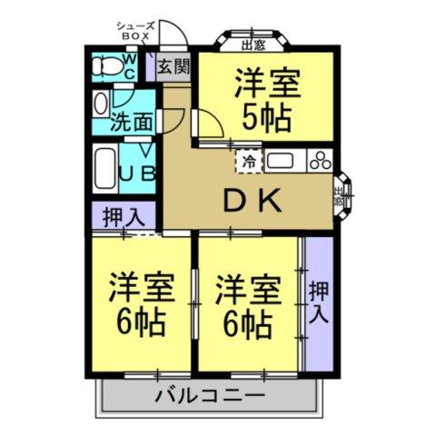 ヴィラヴィスタ(3DK/2階)の間取り写真