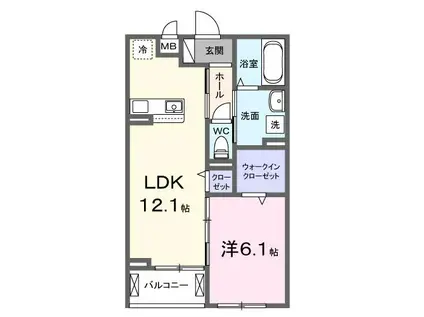 クオーレ III(1LDK/2階)の間取り写真