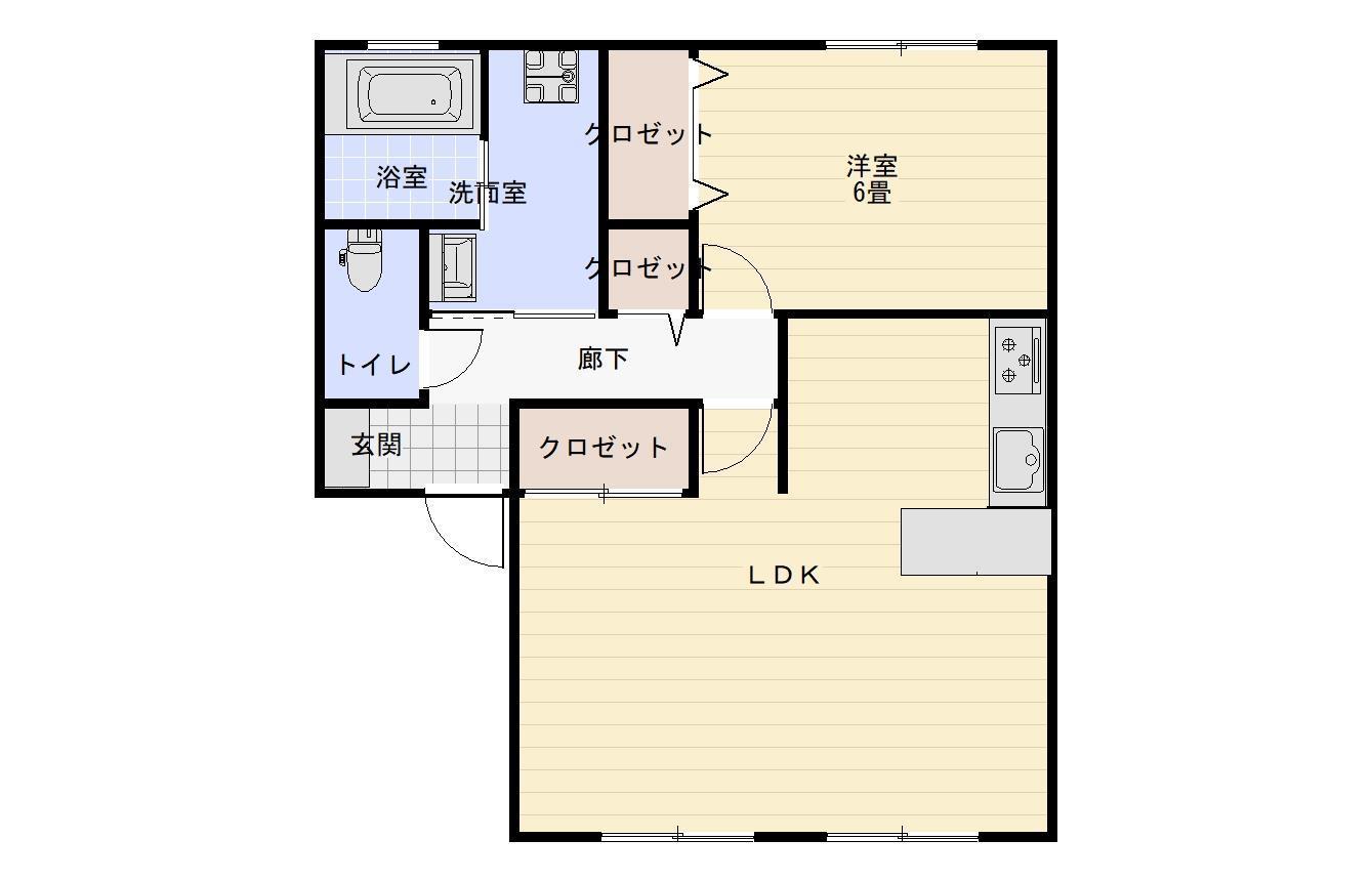 ハイツ阿部(1LDK/1階)の間取り写真