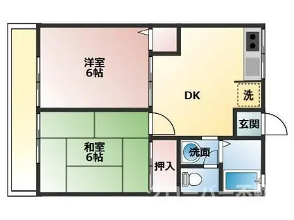 グランコートエース(2DK/2階)の間取り写真