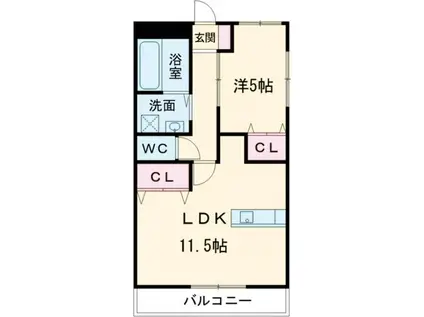 アゼリア大岩(1LDK/2階)の間取り写真