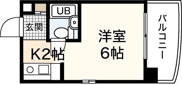 CALM東観音(ワンルーム/6階)の間取り写真