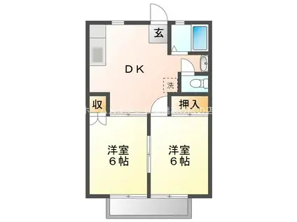 サンシティ向山B(2DK/1階)の間取り写真