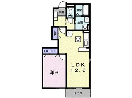 ラフォーレ森(1LDK/1階)の間取り写真