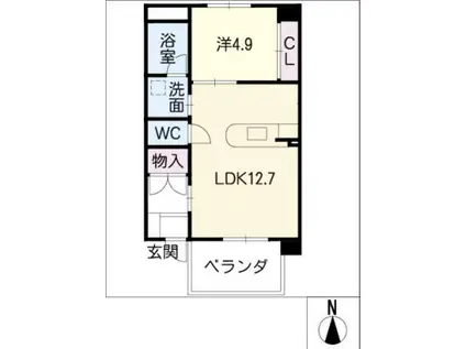 ファイブスター高田(1LDK/1階)の間取り写真