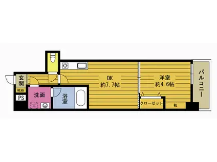 レスコ中島(1DK/9階)の間取り写真