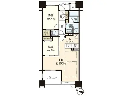 プラウドタワー仙台勾当台通(2LDK/20階)の間取り写真