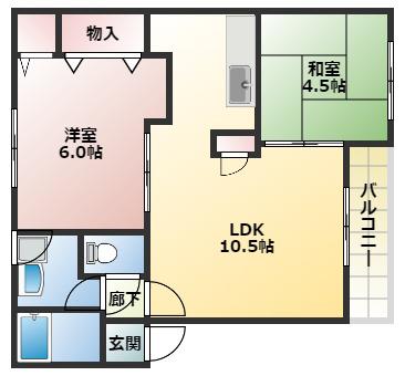 メゾンボヌール(2LDK/3階)の間取り写真