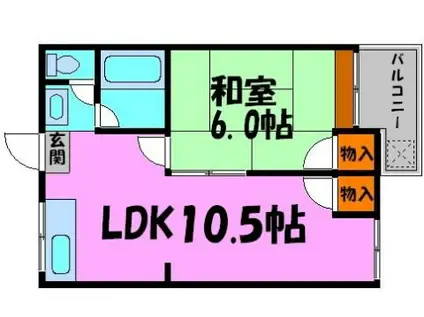 平田ハイツ(1LDK/2階)の間取り写真