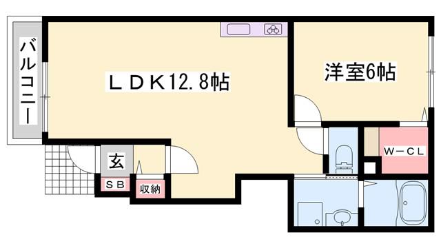 プラム・ジェルメ(1LDK/1階)の間取り写真