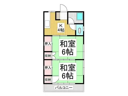 湖波荘1号棟(2K/2階)の間取り写真
