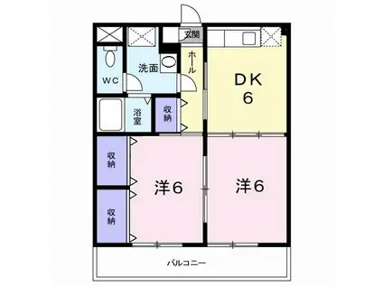 フォレスト徳吉(2DK/2階)の間取り写真