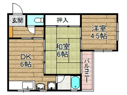 名神コーポ(2DK/2階)の間取り写真