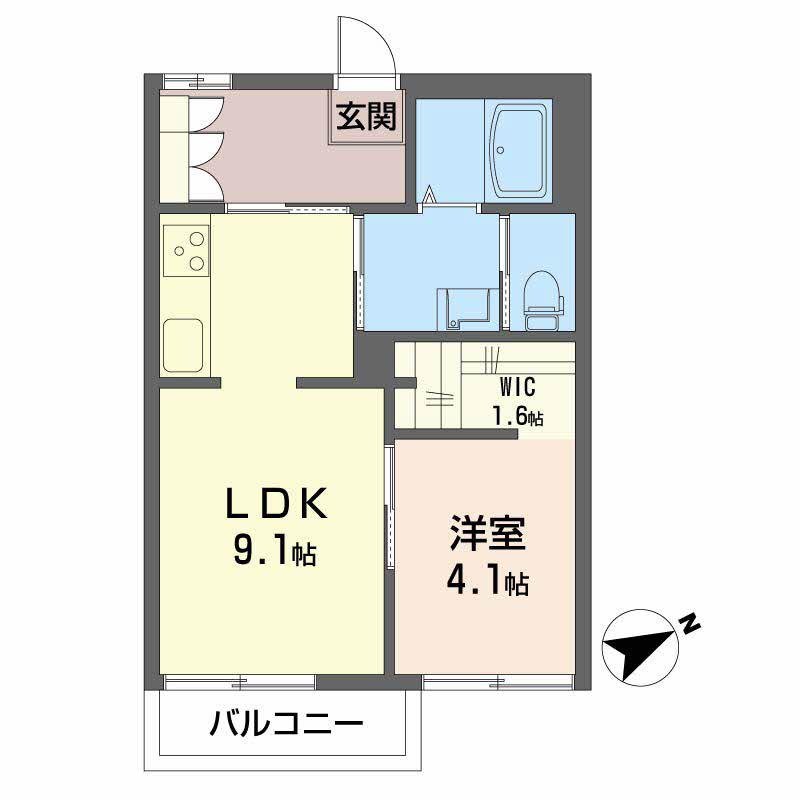 ニューフォーブルアオトB(1LDK/2階)の間取り写真