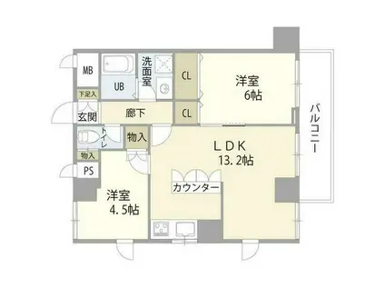 ライオンズマンション方南町駅前(2LDK/2階)の間取り写真