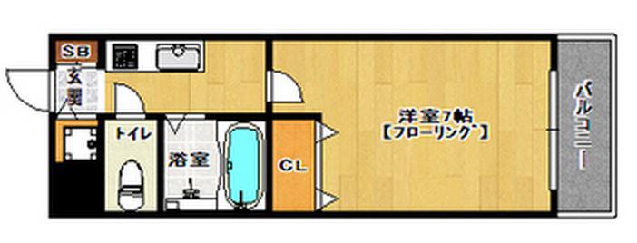 エストヴィラ東福岡(1K/8階)の間取り写真