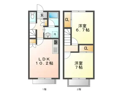 アプト本宮(2LDK/1階)の間取り写真