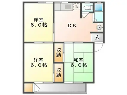 繩岡マンション(3DK/2階)の間取り写真