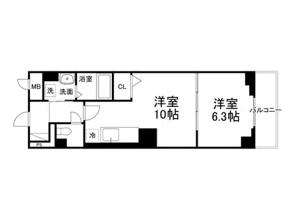 ラ ヴィータ西梅田(1LDK/4階)の間取り写真