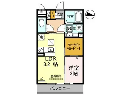 サンテラス吹上(1LDK/1階)の間取り写真