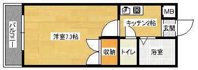 サンヒルズ古市(1K/4階)の間取り写真