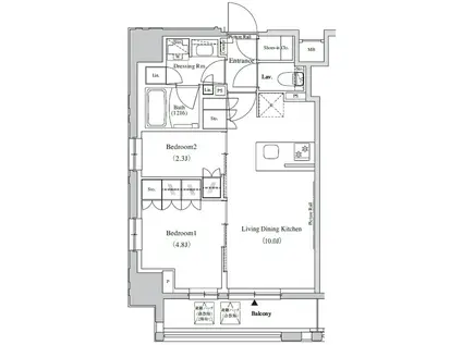 ザ・パークハビオ蕨(2LDK/7階)の間取り写真