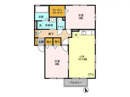 ドミール・シャルマン B棟(2LDK/1階)の間取り写真