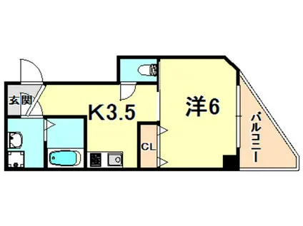 ANGELOT浜崎通(1K/2階)の間取り写真