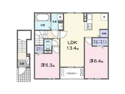 ペニー・レイン イースト(2LDK/2階)の間取り写真