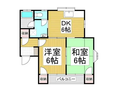 パークコート中大塩(2DK/1階)の間取り写真