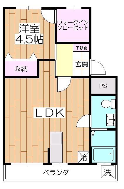 サンアールタニツカA棟(1LDK/2階)の間取り写真