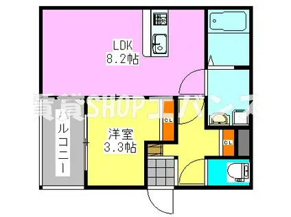 メゾン・ドゥ・アッシュ津田沼(1LDK/3階)の間取り写真