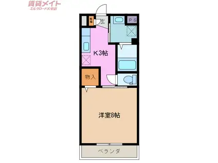 ピアーチェ(1K/1階)の間取り写真