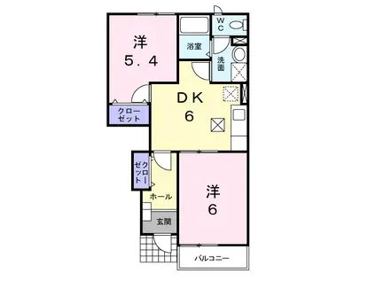 K-13A(2DK/1階)の間取り写真