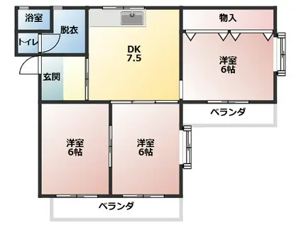 コーポクラウン(3DK/2階)の間取り写真