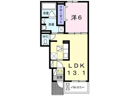 スイート レイ(1LDK/1階)の間取り写真
