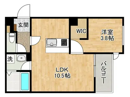 CRECIA片野II(1LDK/1階)の間取り写真
