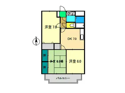 エリヴェールのいち(3DK/2階)の間取り写真