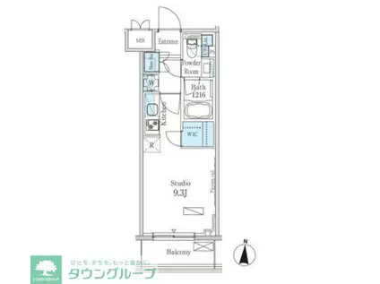 パークアクシス錦糸町ヴェール(ワンルーム/9階)の間取り写真