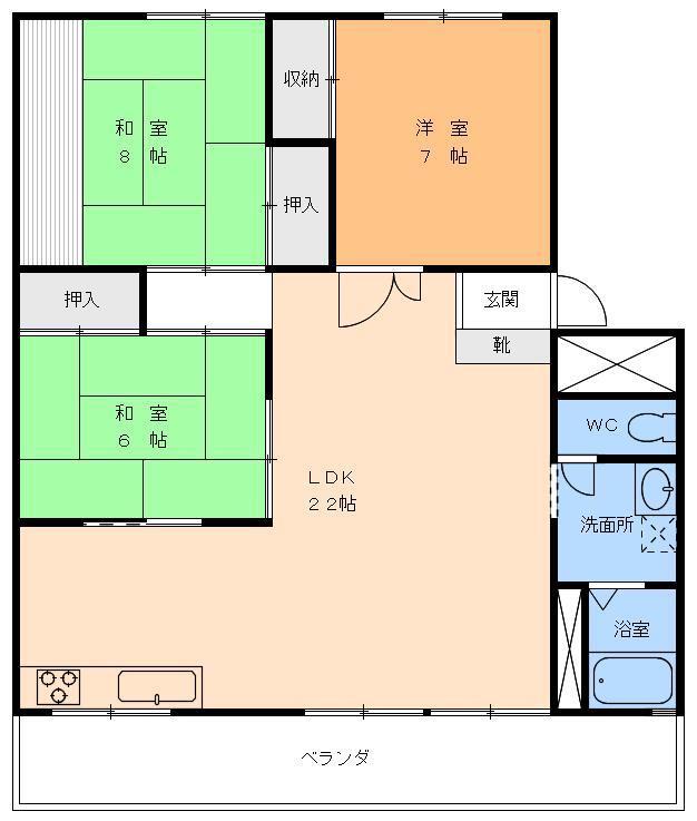 仙波マンション(3LDK/2階)の間取り写真