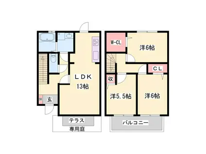 プログレスコート(3LDK/1階)の間取り写真