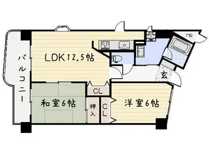 ピュアライフ田町(2LDK/5階)の間取り写真