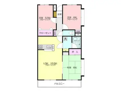 タウンコート(3LDK/4階)の間取り写真