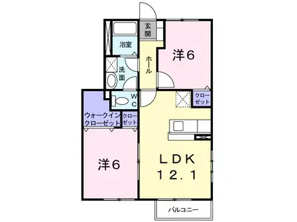 コンフォルターブルC(2LDK/1階)の間取り写真