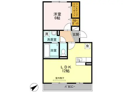 メゾンドソレイユ(1LDK/2階)の間取り写真