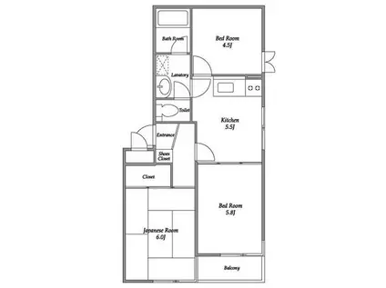 エレガン学芸大学(3K/3階)の間取り写真