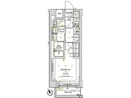 ARKMARK東大井(1K/3階)の間取り写真