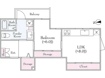 グリーンパス奥沢(1LDK/1階)の間取り写真